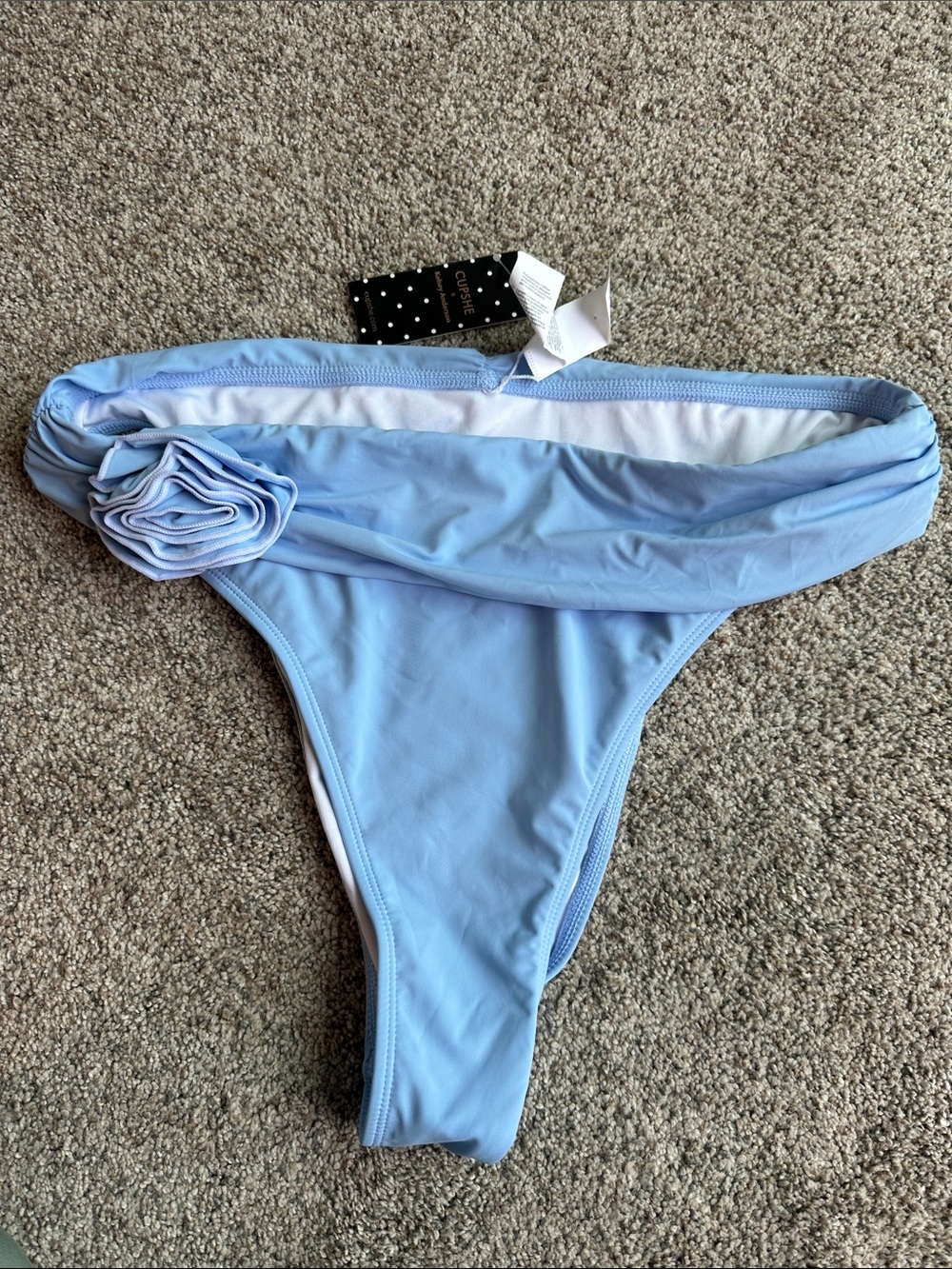 Cupshe Light Blue Bikini Bottom with Side Rosette